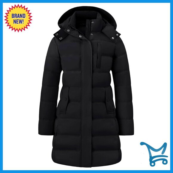 Mid-Length Lightweight Puffer Jacket Warm Windproof Winter Coat Chic Oversized